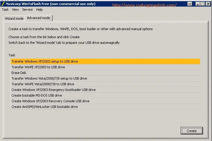 Tạo USB cài đặt hệ điều hành Windows bằng WinToFlash Tạo USB cài đặt hệ điều hành Windows bằng WinToFlash